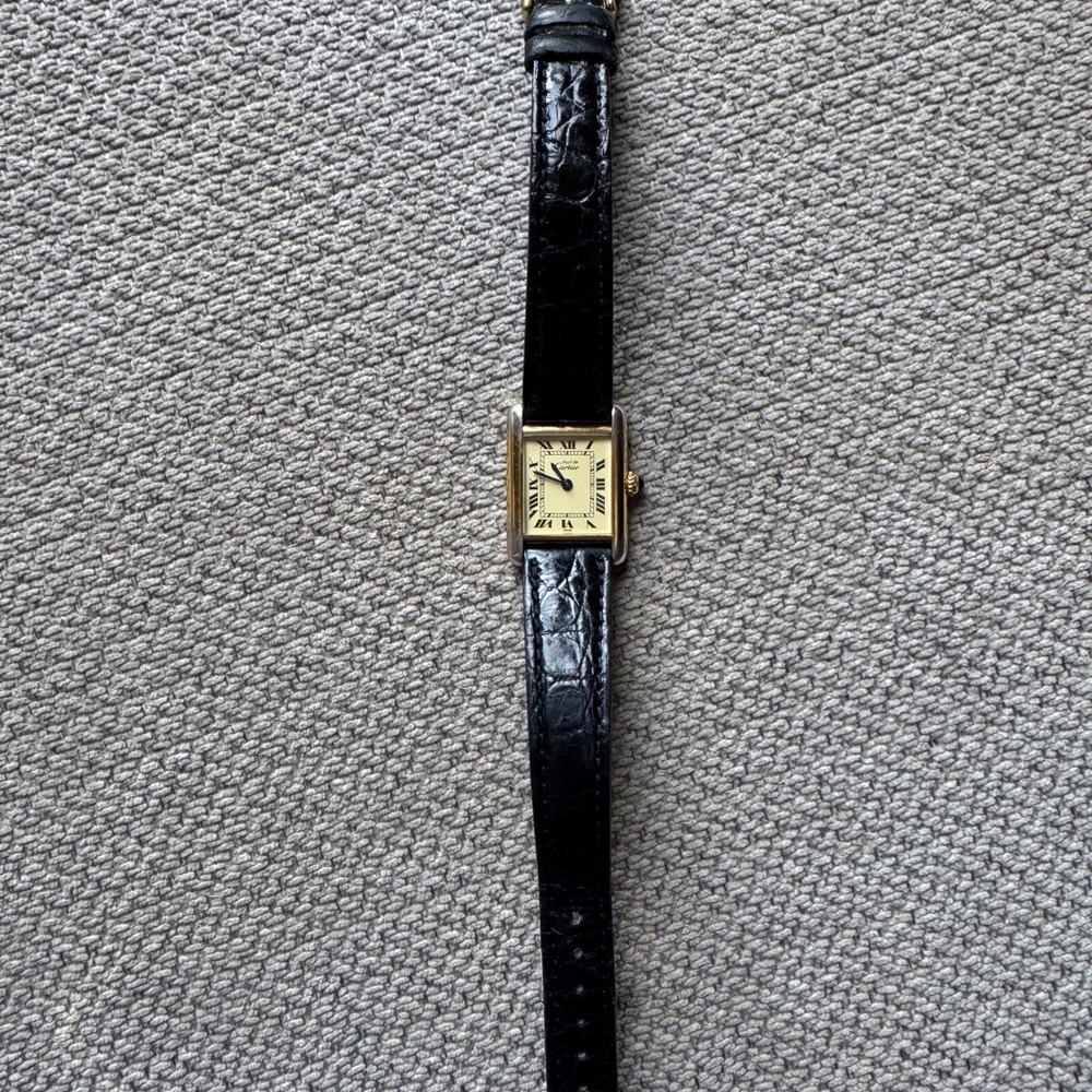 Cartier Tank Gold with Black Strap